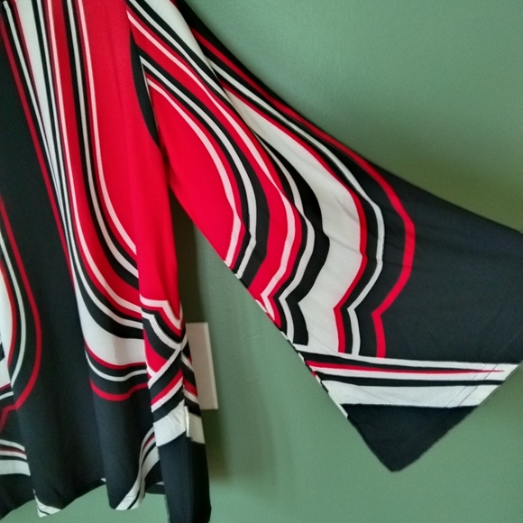 New red stripes long sleeves casual festive plus size scoop neck tunic sz 18/20 - Picture 6 of 11